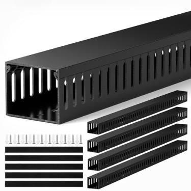 Imagem de 241 cm (4 x C 23,15 cm), pista de gerenciamento de cabos de rack de servidor profissional, pista de corrida de cabos de grande capacidade 15 cm x L 5 cm, PVC eletricamente seguro, pista de fio com