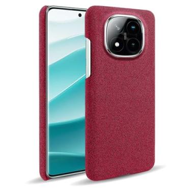 Imagem de Capa para Xiaomi Redmi Note 14 Pro+ 5G,Capa desenhada em lona,Case Protetora Ultrafina com Empunhadura Macia,Design em Tecido Antichoque e Antiarranhões-Red