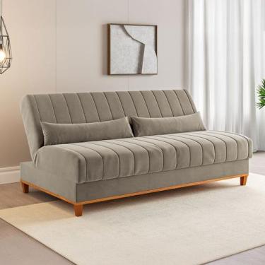 Imagem de Sofá Cama 3 Lugares Reclinável Tequila Pérola - Viero Móveis, Bege Cla