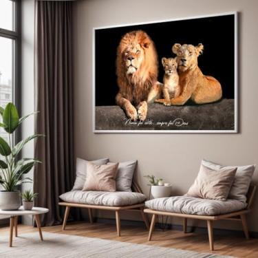 Imagem de Quadro com Moldura Sala Quarto 40x60 Leão Família Nunca Foi Sorte Decorativo Horizontal Grande Hall