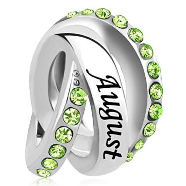 Imagem de MiiFort Berloque feminino com três voltas de pedras de aniversário compatível com pulseiras Pandora presente família aniversário de Natal filha irmã, Metal, Sem Pedra Preciosa