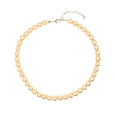 Imagem de Colar de pérolas de imitação de contas barrocas coloridas para meninas, mulheres, adolescentes, adultos, simples, prata, delicados colares de pérolas para facilitar a combinação, Pérola simulada,