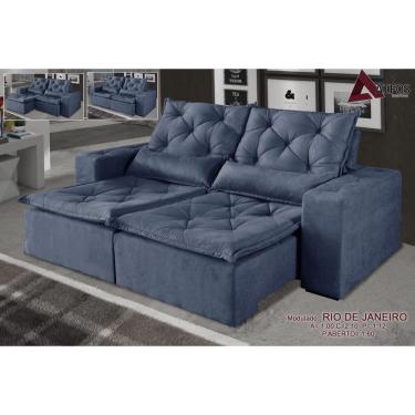 Imagem de Sofá Rio de Janeiro Retrátil e Reclinável de 2 Módulos com Tecido Suede Azul