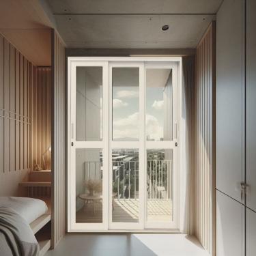 Imagem de Porta de Correr de Aço 215x150cm 3 Folhas Moveis Ideal Crv Esquadrias Branco