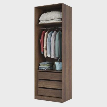 Imagem de Guarda Roupa Closet Prime Nogueira sem Porta 80,4 cm 3 Gavetas Luciane Móveis