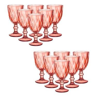 Imagem de Kit 12 Taças Vidro 340ml Diamond Natal 6 + 6 (Vermelho)