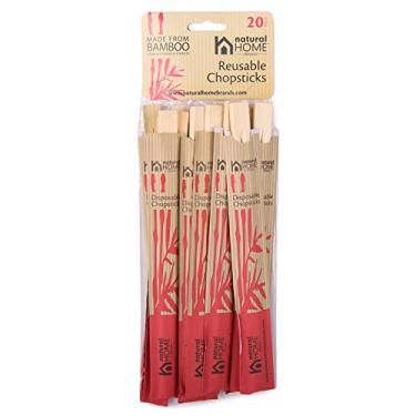 Imagem de Palitos de bambu descartáveis da Natural Home, pacote com 20, 100% bambu sustentável, ecológico, utensílios e embalagem compostáveis de uso único