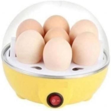 Imagem de Cozedor Elétrico Vapor Cozinha Multi Funções Ovos Egg. Ovo Cozido Prático No Ponto Certo. Comida Saudável. (Amarelo (110V))