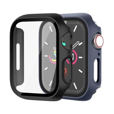 Imagem de Pacote com 2 capas rígidas para Apple Watch Series 9 Series 7 8 41 mm [proteção total], protetor de tela integrado [sensível ao toque] Capa protetora fina para iWatch S9/S8/S7 acessórios de 41 mm