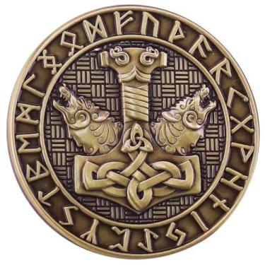 Imagem de Thor Hammer Mjolnir Valknut Nó Viking nórdico Runas Símbolo Odin Deus Celta Mitologia Lobos Lobos Fenrir Ragnarok 3,3 cm Esmalte Pin Badge, 1.3 Inches, Esmalte, Esmalte