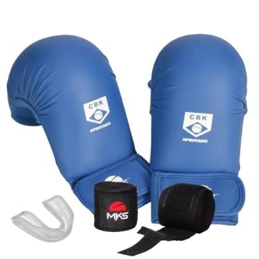 Imagem de Kit Luva de Karate MKS Competition Homologada CBK + Bandagem + Protetor Bucal (AZUL, P)