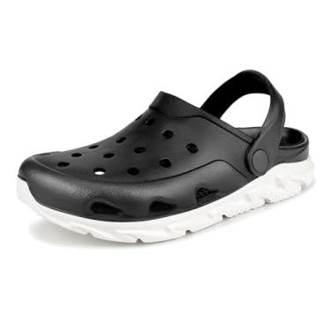 Imagem de Tamancos de jardim masculinos e femininos com suporte de arco, sem sexo leve sem cadarço com dupla cor, sandália antiderrapante para uso ao ar livre, praia, jardim, piscina, interior, Preto/branco, 6