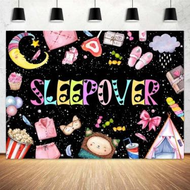Imagem de 2,1 x 1,5 m Pano de fundo para festa do pijama, filme, noite, spa, faixa de festa de aniversário, preto e rosa, pijamas para adultos, decoração de tema de luta, decoração de estúdio fotográfico