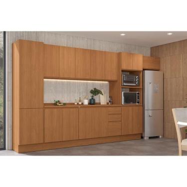 Imagem de Kit de Cozinha Completa 9 Peças Ciela (3Aéreos+2Balcões+1Paneleiro+1TorreQuente+2Complementos) C9P64 Canela - Kappesberg