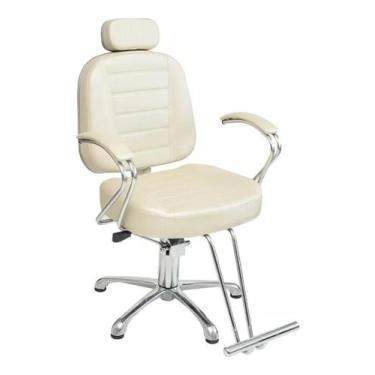 Imagem de Cadeira Poltrona Reclinável Hidráulica Estofado Bege Acetinado - Movei