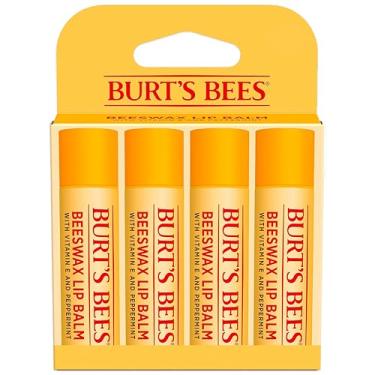 Imagem de Burt's Bees Bálsamo labial – Cera de abelha original, hidratante labial com cera de abelha de origem responsável, sem matiz, tratamento de condicionamento de origem natural, 4 tubos, 4,3 g.