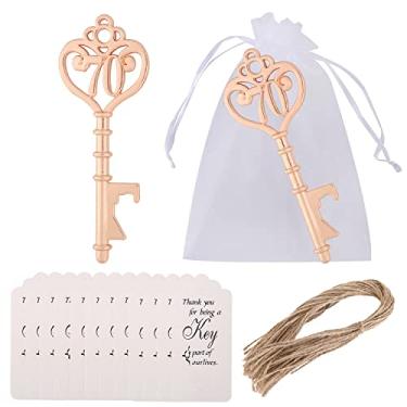 Imagem de Pacote com 25 lembrancinhas de festa de aniversário de 70 anos, 70 abridores de garrafa em formato de chave para presentes de aniversário de 70 anos, lembranças para convidados, decorações de festa de aniversário de 70 anos (25, ouro 70)