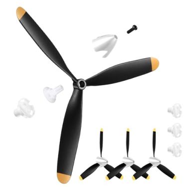 Imagem de Poen 3 Sets Spare RC Plane Propeller 3 Blade Propeller White Nose Cone Airplane Propeller Compatible with 761-15 Fighter Remote Control Plane Radio Controlled Plane with Propeller Adapters