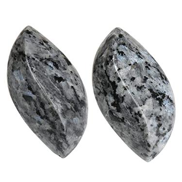 Imagem de Rockcloud 2 peças de pedra de massagem esculpida à mão em forma de folhas, pedra polida para preocupação de bolso para ioga, meditação, relaxamento, labradorita