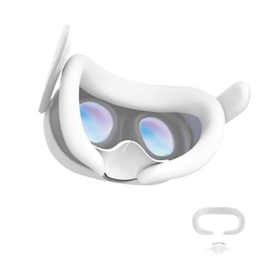 Imagem de APEXINNO VR Silicone Face Pad Cover and Anti-Leakage Nose Pad for Meta Quest 3 Original Headset Accessories, VR Face Cushion Cover Light Blocker for Oculus Quest 3 Headset (White)