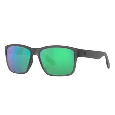 Imagem de Costa Del Mar Óculos de sol masculinos Paunch polarizados para homens - Proteção UV para pesca, passeios de barco e praia - Tamanho 57-580G, Cristal fumê fosco/polarizado verde espelhado polarizado
