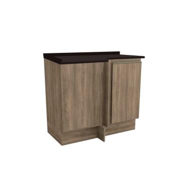 Imagem de Balcão Cozinha p/ Cooktop c/ Tampo Maxxi G748 Canto Reto c/ 1 Porta 80cm Nogal/Preto - Kappesberg