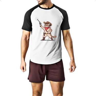 Imagem de Camiseta Raglan Gato Cowboy - Alearts, EG