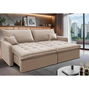 Imagem de Sofá Sem Caixa Retrátil 1,80m SoftGel Luna. Velusoft Cama inBox, Bege