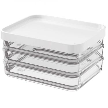 Imagem de Pote Clear Trio Coza 20770/3007 Em Poliestireno 840 Ml Branco Com Transparente