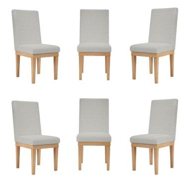 Imagem de Kit 6 Cadeiras Para Mesa De Jantar Luxo Cinza Claro