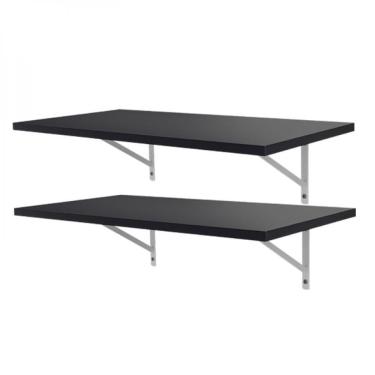 Imagem de Kit 2 Prateleiras 50 X 25cm Preta Com Mão Francesa
