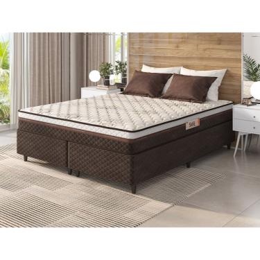Imagem de Cama Box Queen Molas Ensacadas Com Base Sommier 198X158X58Cm Siena Special Hellen Colchões Marrom
