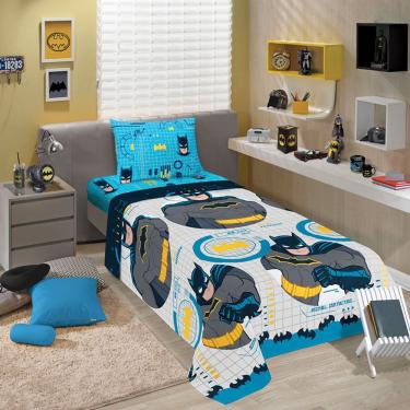 Imagem de Jogo De Cama Solteiro Microfibrado Batman 03 Pçs Cinza