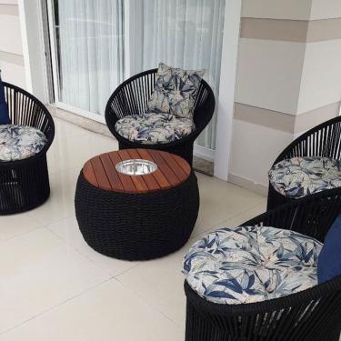 Imagem de Conjunto De Poltronas Em Corda Náutica Esfera-4 Poltronas+1 Mesa Com Champanheira- Vinales Azul