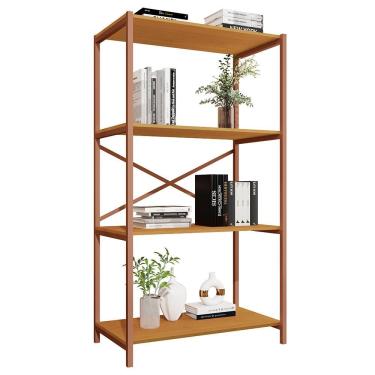 Imagem de Estante Livreiro Steel 90cm Estilo Industrial Com Pés Em Aço Cobre/naturale Cobre/naturale