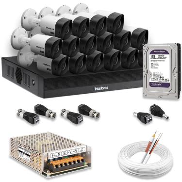 Imagem de Kit 16 Câmeras De Segurança Intelbras Hd 720p Com Dvr Mhdx 1016-c Full Hd L Com Hd 1tb Purple