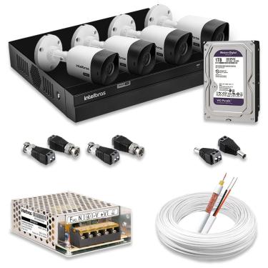 Imagem de Kit 4 Câmeras De Segurança Intelbras Full Hd 1080p Com Dvr Mhdx 1204 1080p Com Hd 1tb Purple