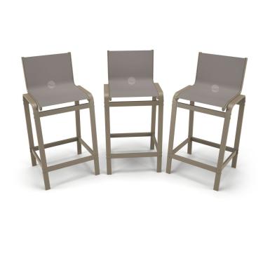 Imagem de Kit 3 Banquetas Alta Bancada Alumínio Fendi Tela Fendi