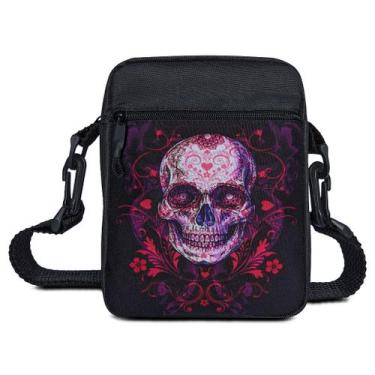 Imagem de Shoulder Bag Caveira Roxa Bolsa Pequena Transversal Preta - Paulo Bags
