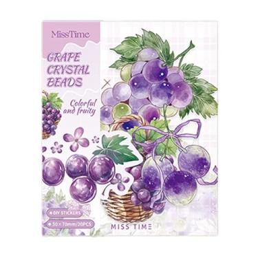 Imagem de Gryast 20 peças de adesivos Washi de frutas para junk journaling, efêmeras, adesivo PET transparente para scrapbooking, bullet journal, colagem