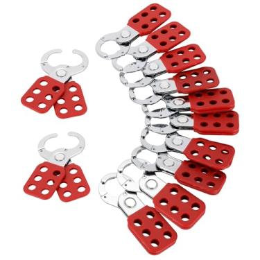 Imagem de TOKCKYBL Ferrolho de bloqueio de etiqueta, ferrolho de aço à prova de adulteração com mandíbula estendida, kit de bloqueio de segurança com 6 furos de intertravamento, trava de cadeado (pacote com 12