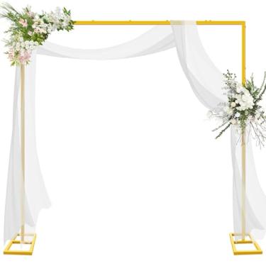 Imagem de YIJXPOIN Suporte De Arco Ajustável Para Cenário 8 Pés X Resistente, Kit Balões Metal Quadrado Dourado Decoração Cabine Fotográfica Festa, Casamento E Aniversário