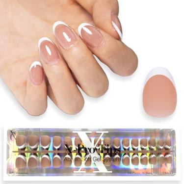 Imagem de SXC Unhas Postiças Cosmetics French Tip Press On Brown Extra Curtas Amêndoa 160 Peças Em 16 Tamanhos Ultra Fit Com Primer E Base Pré-Aplicados, Sem Necessidade De Lixar. Para Nail Art Diy X-Pro Tips
