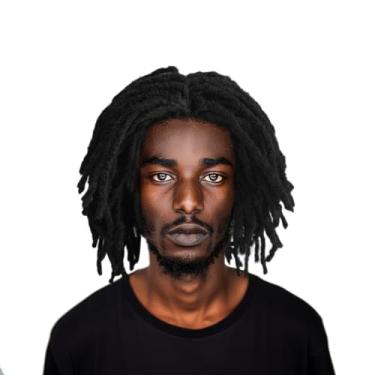 Imagem de Leeshar Beau Peruca Dreadlocks Pré-Fabricada Sintética Cosplay Reggae Perucas Curtas Dreadlock Afro-Americanas (Preta)