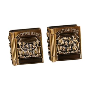 Imagem de Milageto 2x caixa de dentes do bebê primeira onda caixa de lembrança liga mantendo caixa de memória da infância presente titular de armazenamento de dentes, Ouro