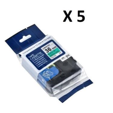 Imagem de Kit 5 Fita Compatível Brother Tze-761 Verde Letra Preta 36Mm - Geral