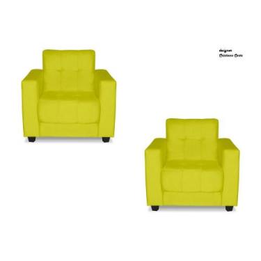 Imagem de Kit Poltronas Estofadas Verona Suede - Renascer Decor,  Amarelo