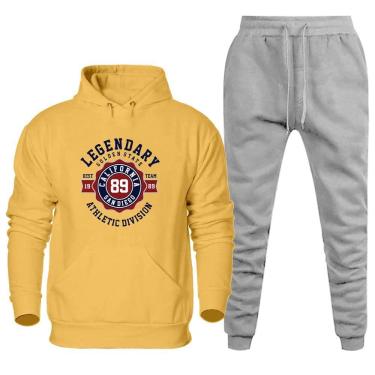 Imagem de Conjunto Abrigo de Frio Moletom Canguru Estampada Legendary California Calça Comprida Flanelada