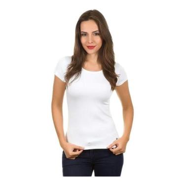 Imagem de Camiseta Branca Feminina Babylook Sublimação 100% Poliéster - Pequenos