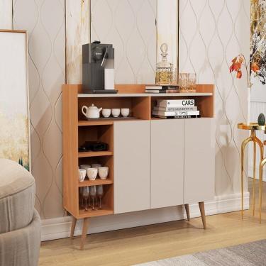 Imagem de Buffet Aparador 3 Portas Nichos Retro Celta Giga Nature/off White